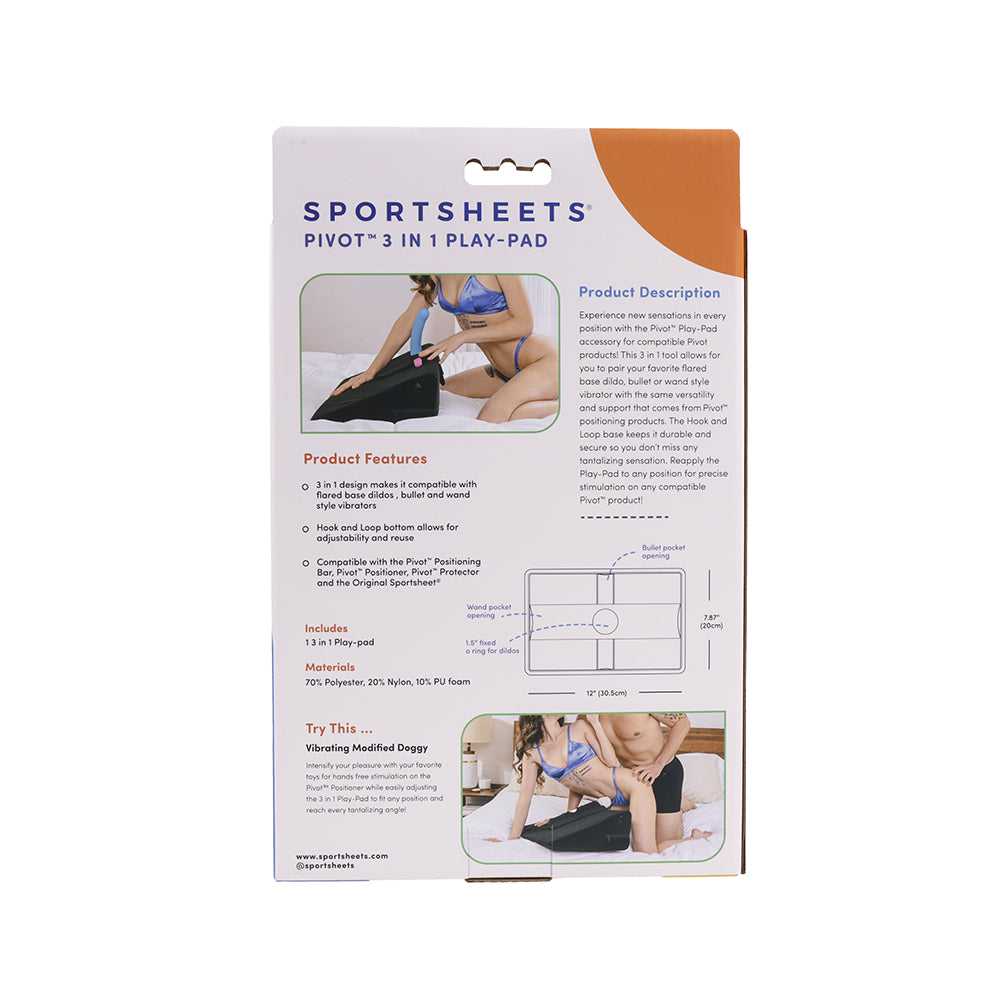 Sportsheets Pivot 3 in 1 Play-Pad product features and description on the packaging.