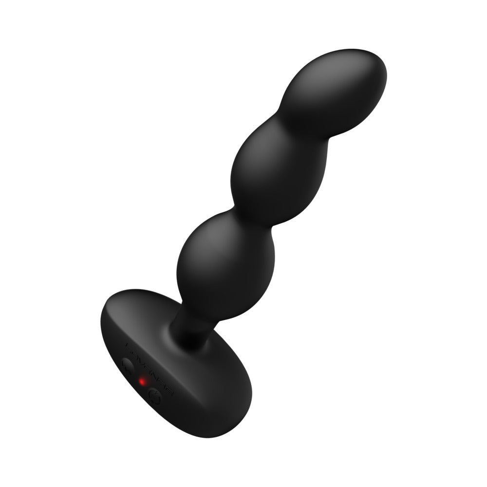 Lovense Ridge Vibrating & Rotating Anal Beads in sleek black design with multiple beads and control buttons.
