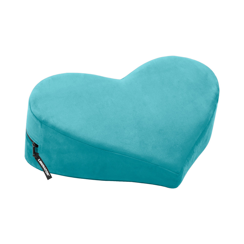 Liberator Heart Wedge Positioning Pillow Blue in a heart shape, perfect for enhancing intimate moments.