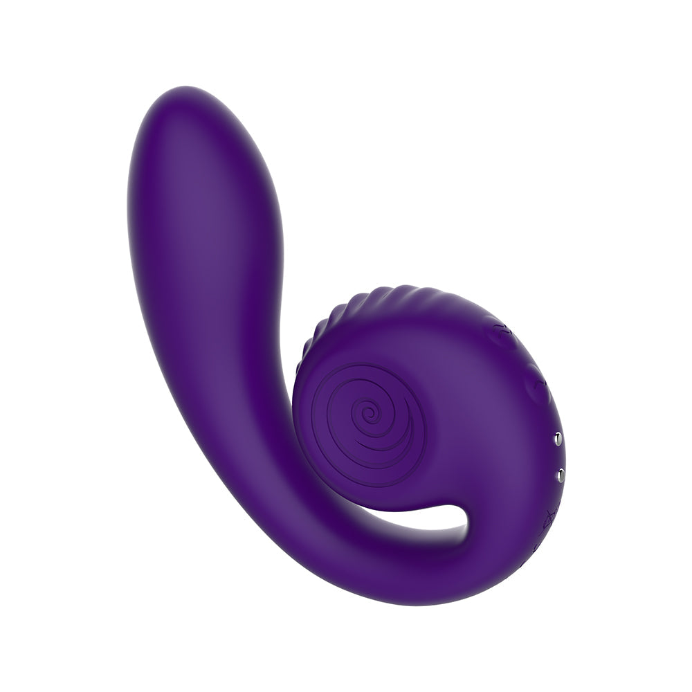 SVibe Snail Gizi Dual G-spot Vibrator Purple showcasing its ergonomic and textured design.