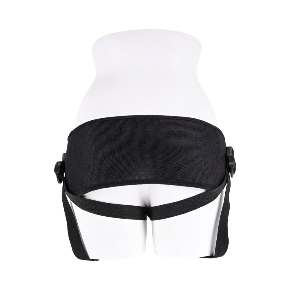 Back view of the Sportsheets Breathable Strap On harness showing adjustable straps and breathable mesh fabric.