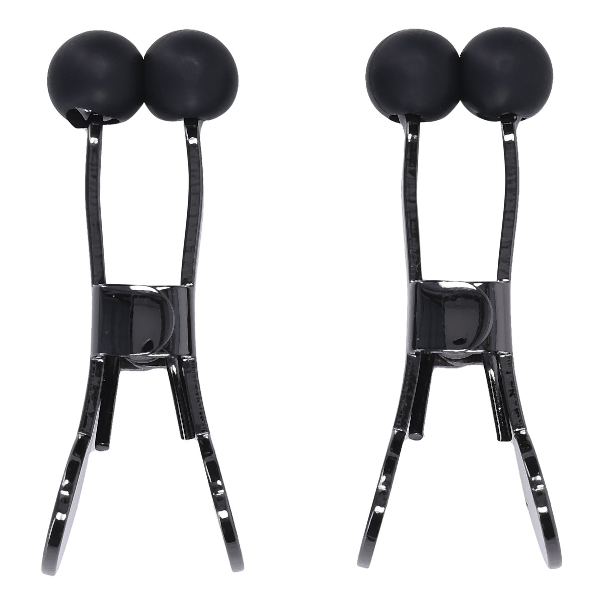 Merci Nippers Stainless Steel Nipple Clamps Black showcasing sleek design with silicone tips for focused sensory play.