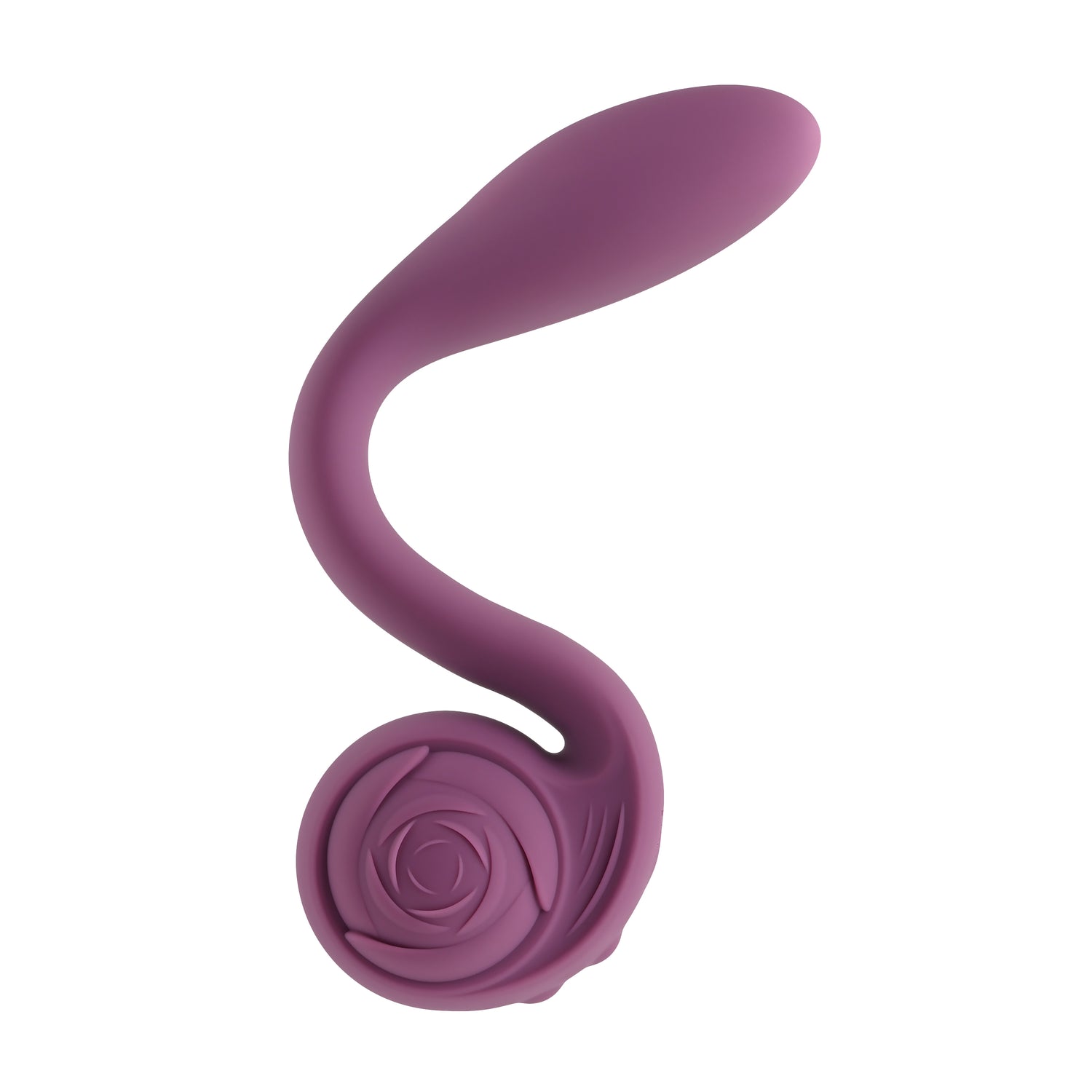Gender X Poseable You Snail Vibrator Purple, a smooth silicone toy with textured rose design and flexible shaft.
