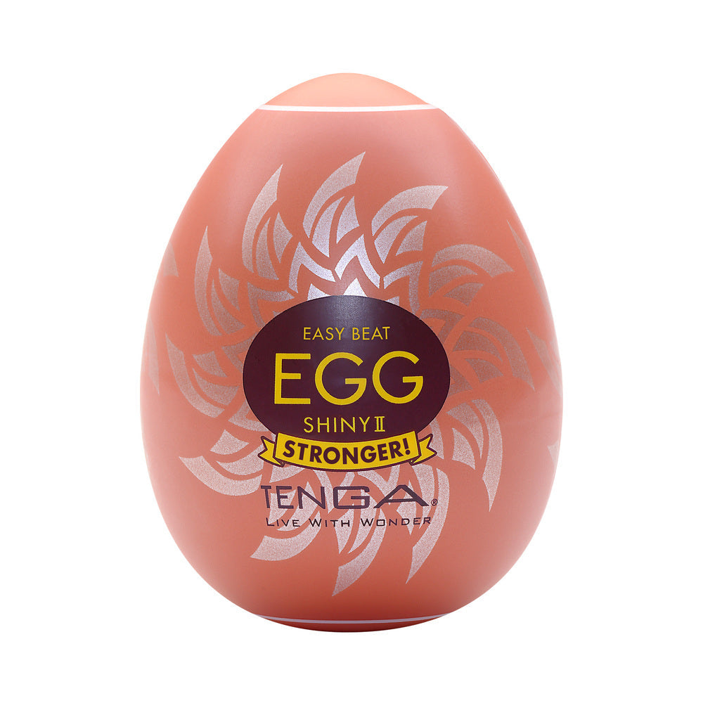 Tenga Egg Shiny II Disposable Masturbator White with vibrant design and compact egg shape for enhanced stimulation.