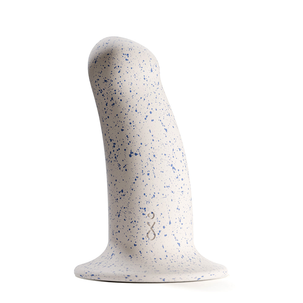 Biird Boo 5.5 Inch Soft Silicone Suction Cup Dildo Blue displayed against a white background.