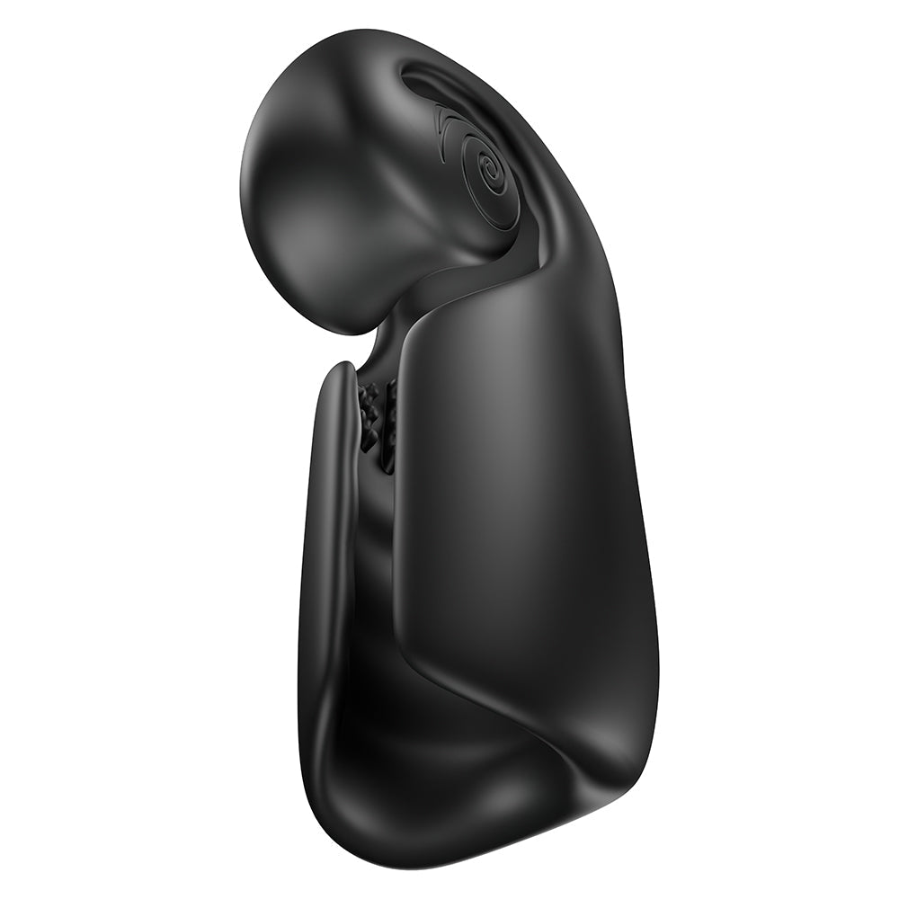 SVibe Snail Evo Dual Male Masturbator Black showing ergonomic design and body-safe silicone material.