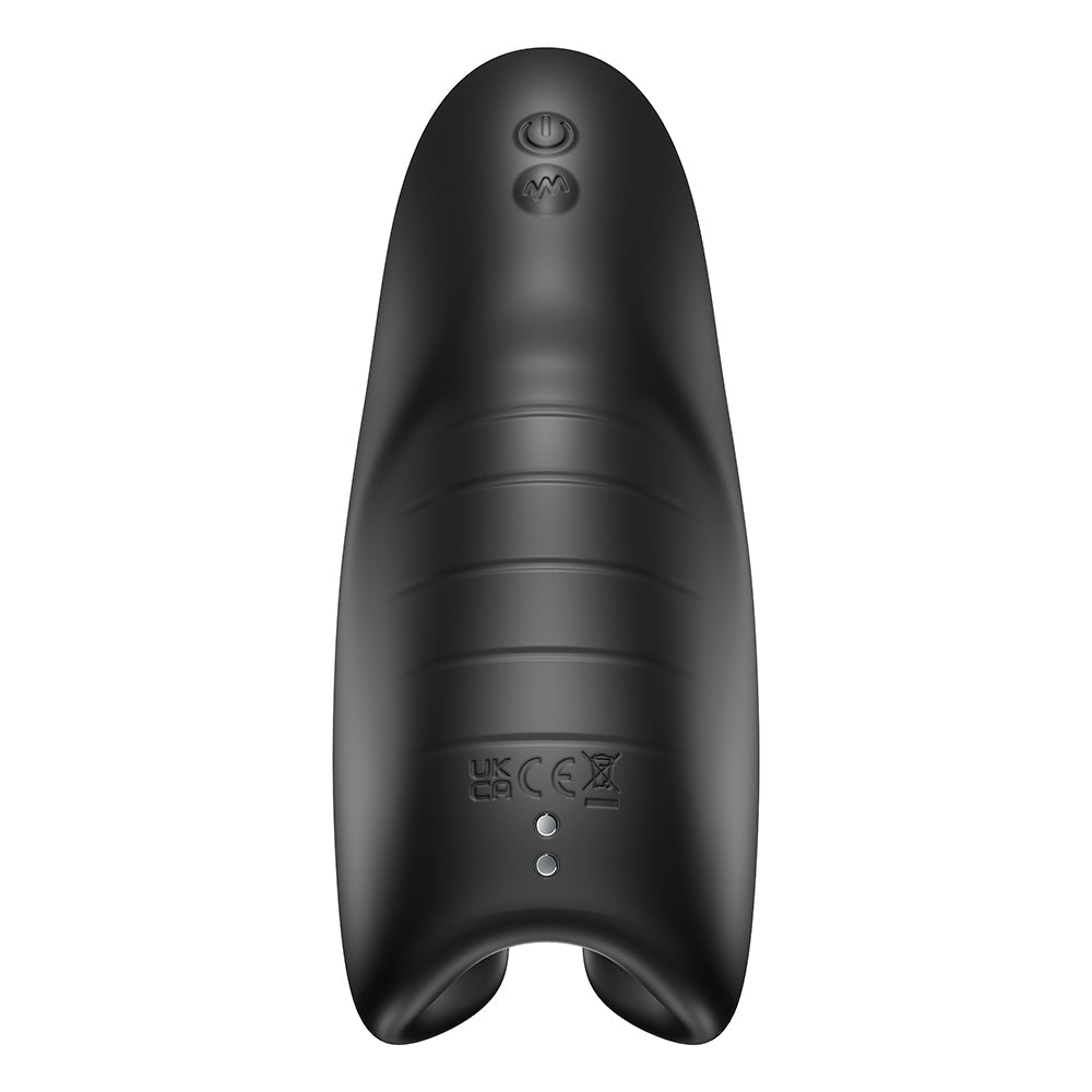 SVibe Snail Evo Dual Male Masturbator Black showing ergonomic design and controls.