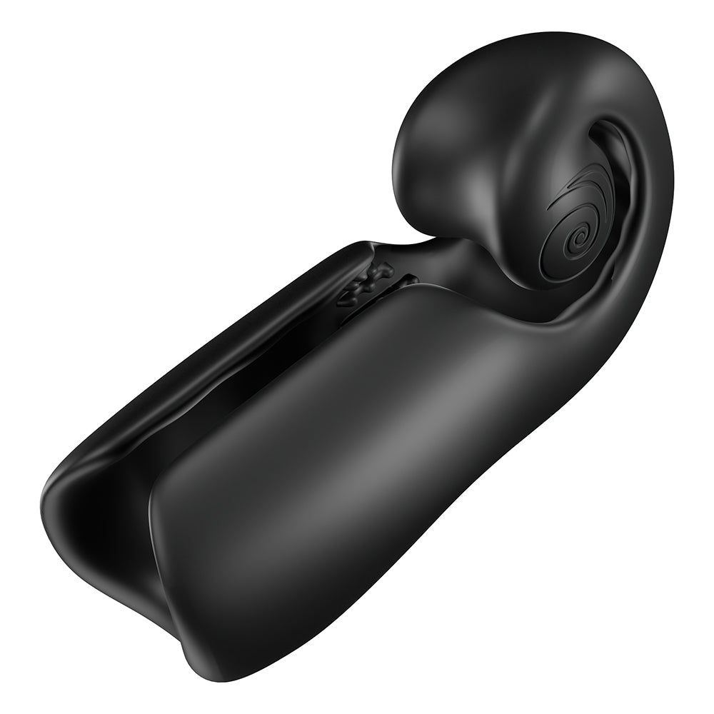 SVibe Snail Evo Dual Male Masturbator Black showcasing ergonomic design and smooth contours.