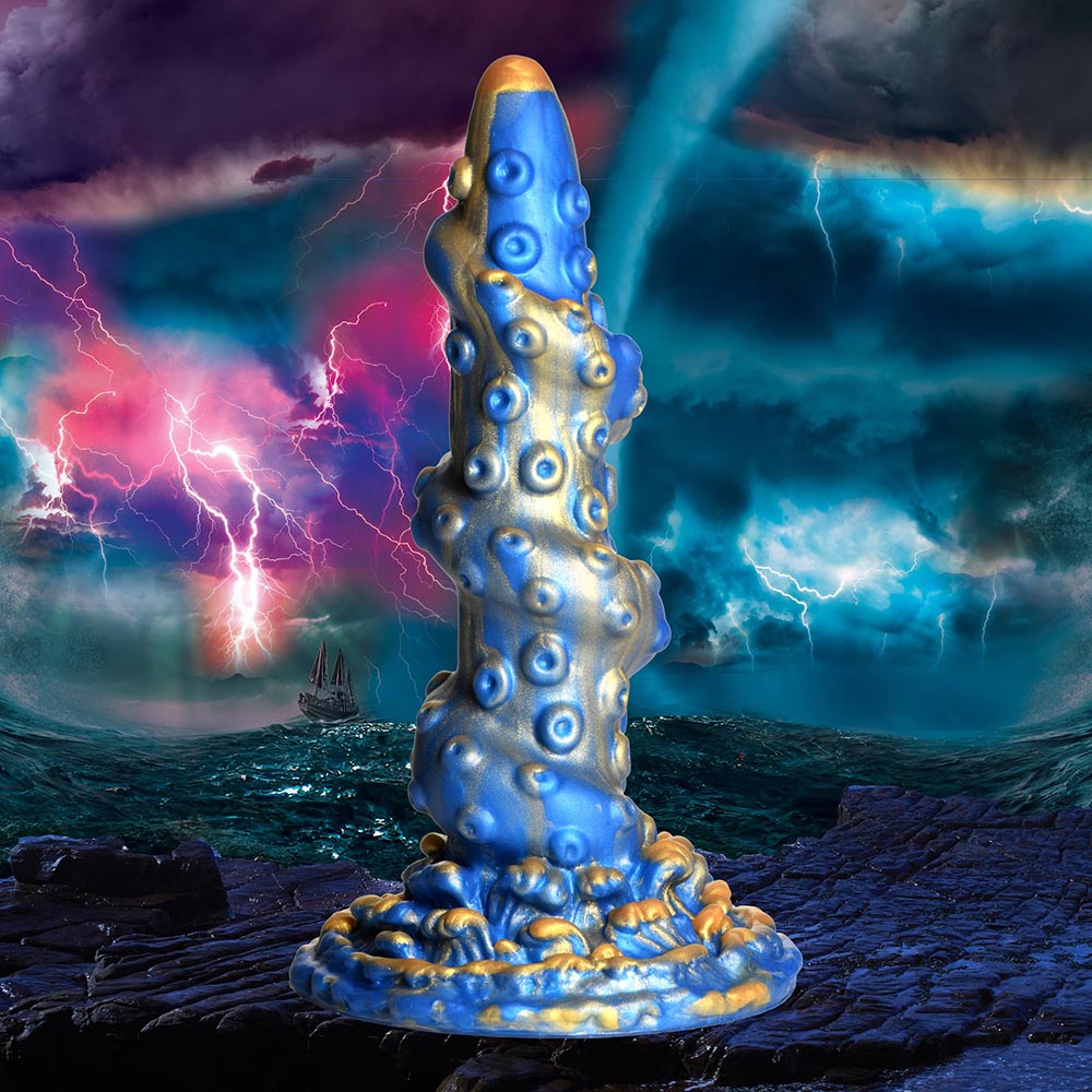 Creature Cocks Kraken Silicone Dildo showcases a striking design with vibrant colors and intricate textures.