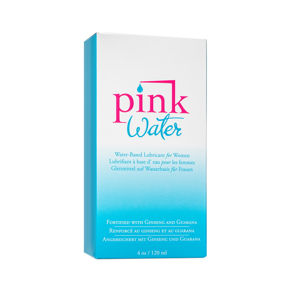Pink Water-Based Lubricant 4 Oz Glass Bottle - Premium water-based lubricant in a stylish packaging.