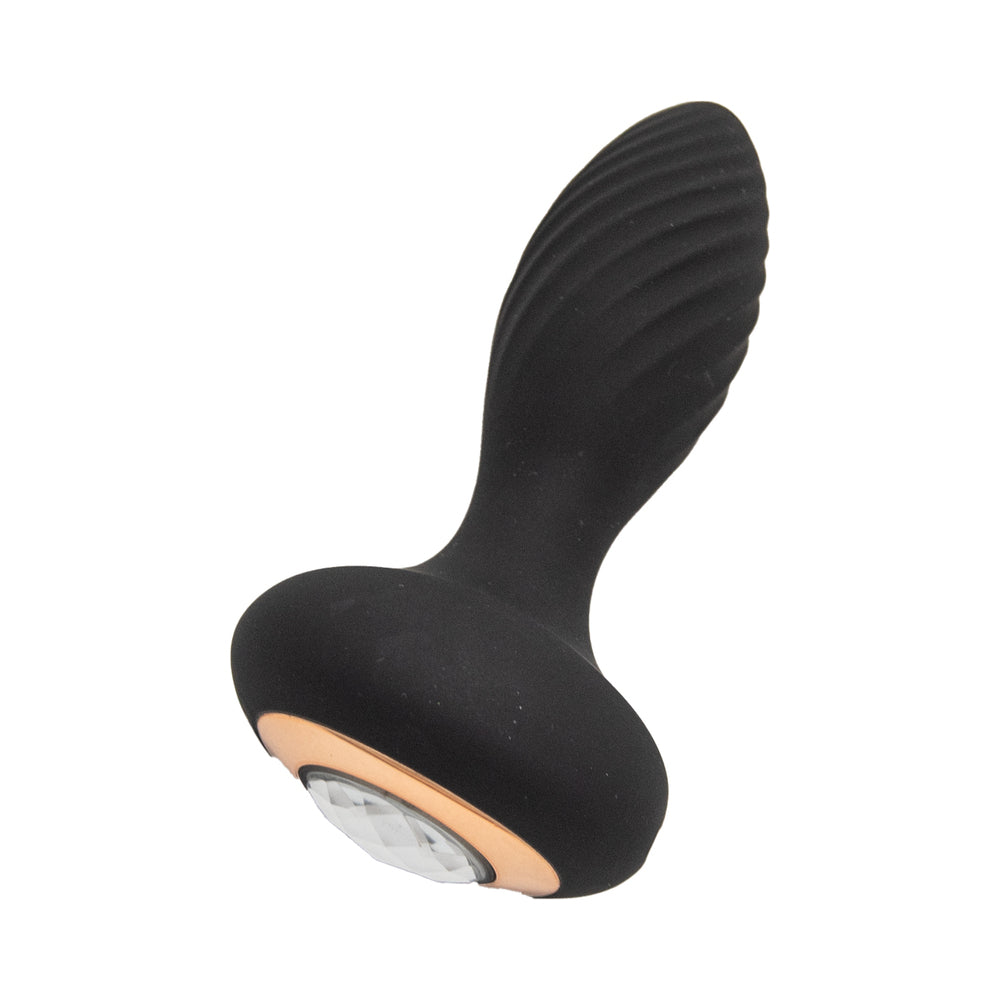 Nasstoys Goddess Diamond Vibrating Anal Plug Black with light-up feature and tapered design for easy insertion.