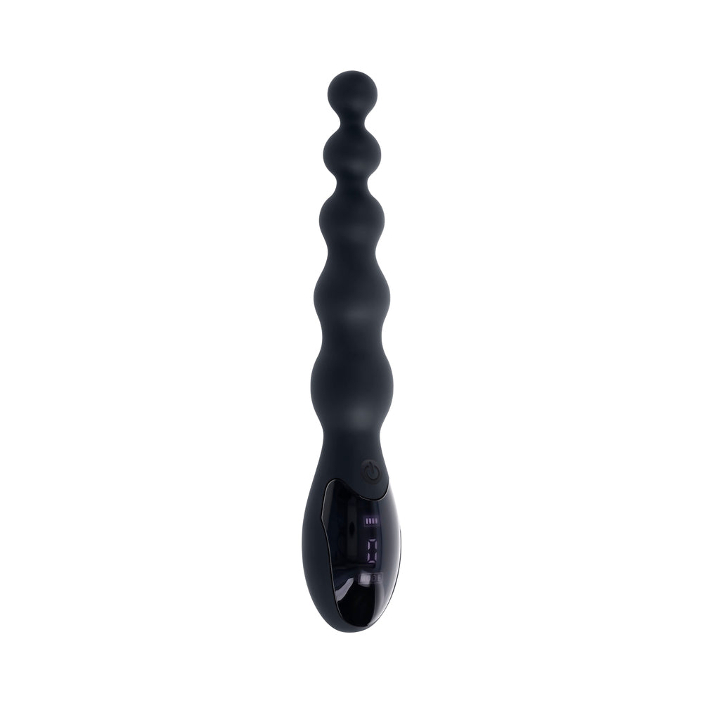 Zero Tolerance Backdoor Baton Anal Vibrator Silicone Black, flexible vibrating bead-style device for stimulation.