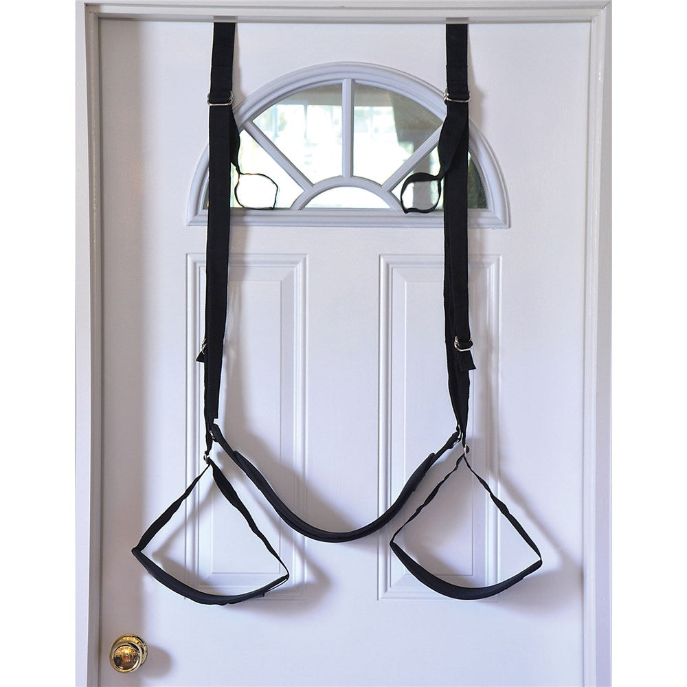 Adam & Eve Naughty Couples Door Swing Sex Position Aid installed on a door for versatile support and comfort.