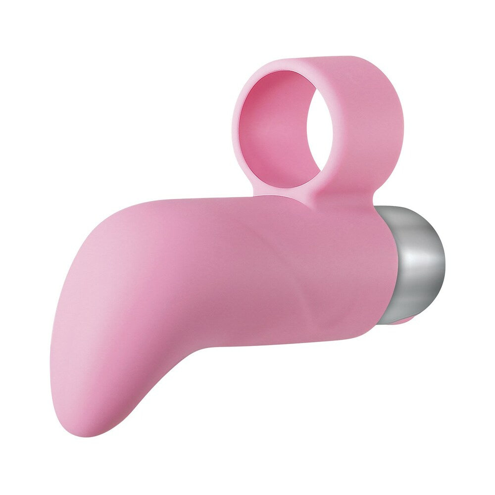 Adam & Eve Silicone Rechargeable Finger Vibe with a curved design for targeted stimulation.