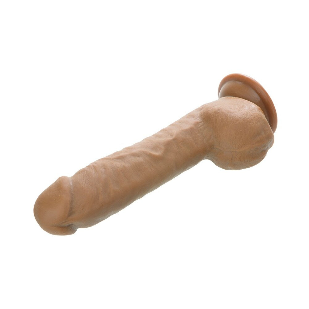 Adam & Eve Adam's Colossal 12 Inch Dildo Brown showing realistic design with detailed shaft and suction base.