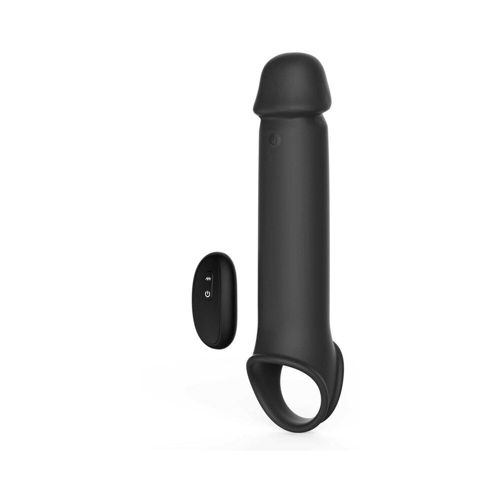 Adam & Eve Adams XL Vibrating Extension with Remote Control alongside its remote for enhanced pleasure.