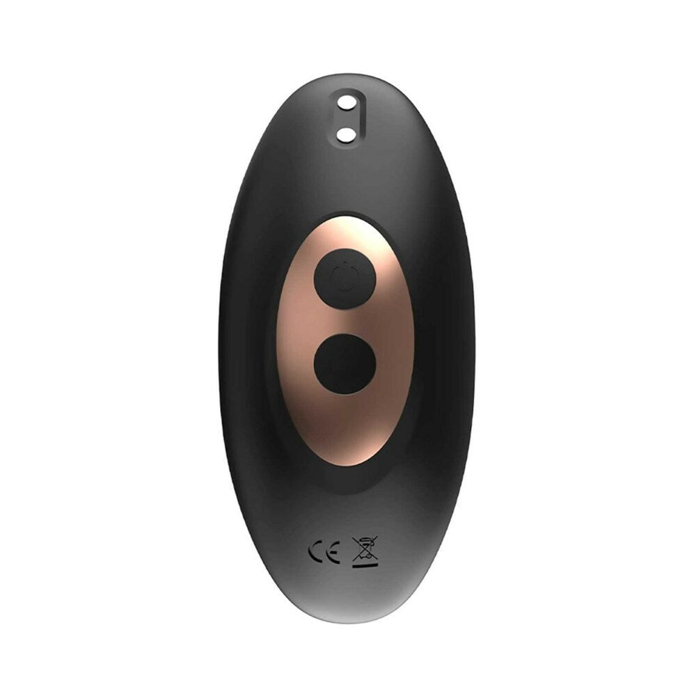 Adam & Eve Carl Jr Vibrating & Rimming Plug remote control with sleek design for powerful pleasure.