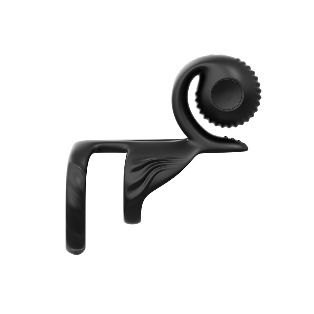 SVibe Snail Jovi Dual Couples Ring Stimulator Black, an ergonomic couples ring for enhanced intimacy.