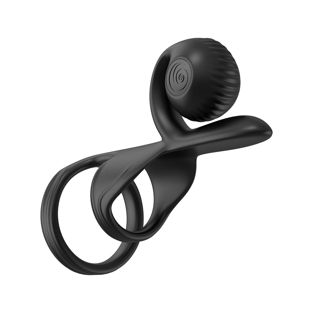 SVibe Snail Jovi Dual Couples Ring Stimulator Black showcasing ergonomic design for enhanced intimacy.