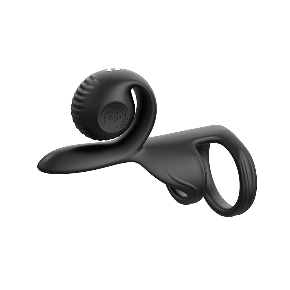 SVibe Snail Jovi Dual Couples Ring Stimulator Black designed for dual stimulation and intimacy enhancement.