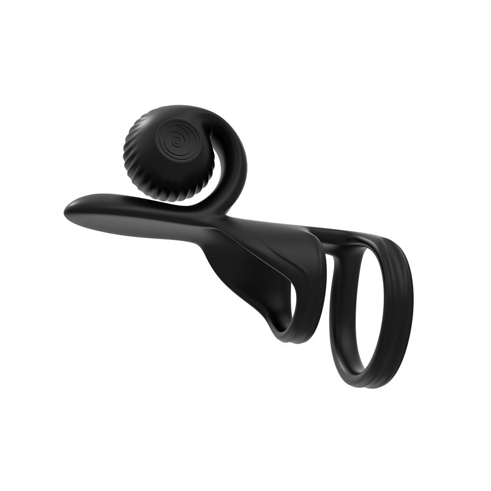 SVibe Snail Jovi Dual Couples Ring Stimulator Black designed for dual stimulation and comfort during intimacy.