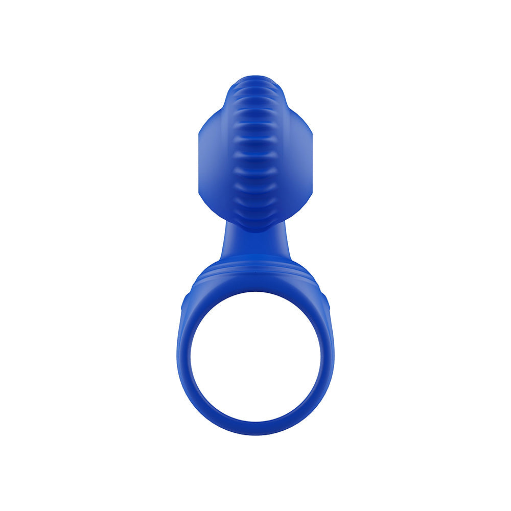 Adam & Eve Snail Vibrating Couples Cage Blue viewed from above showing its unique design and soft silicone material.