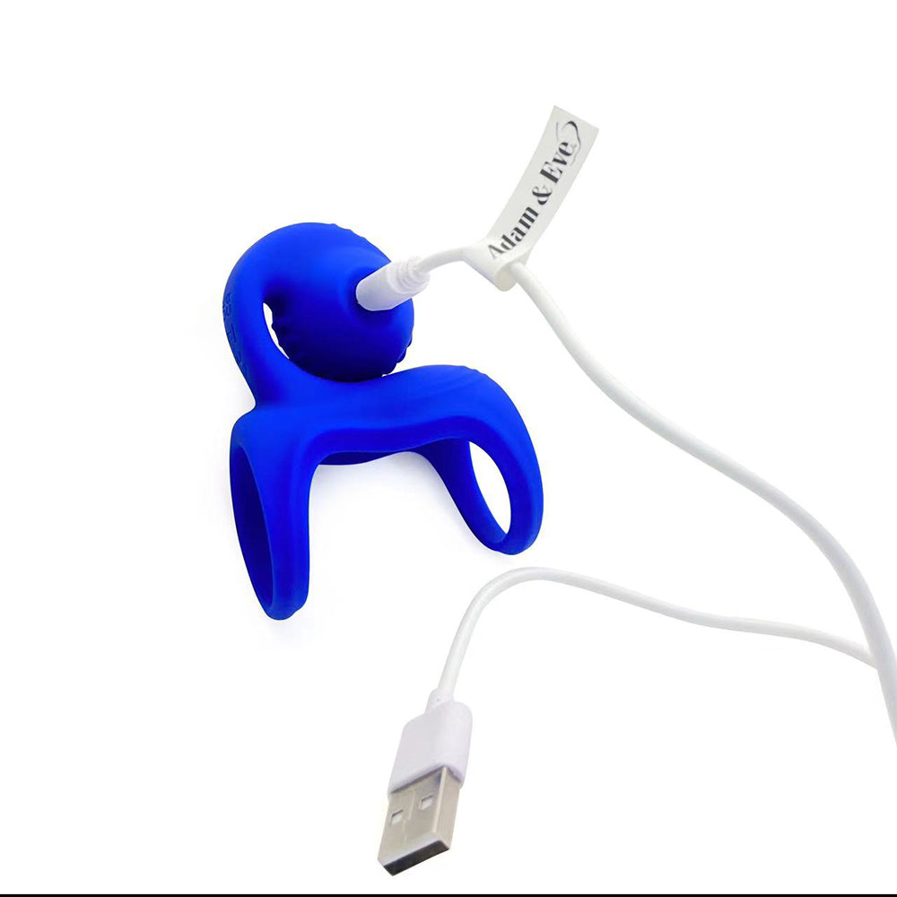 Adam & Eve Snail Vibrating Couples Cage Blue with USB charging cable