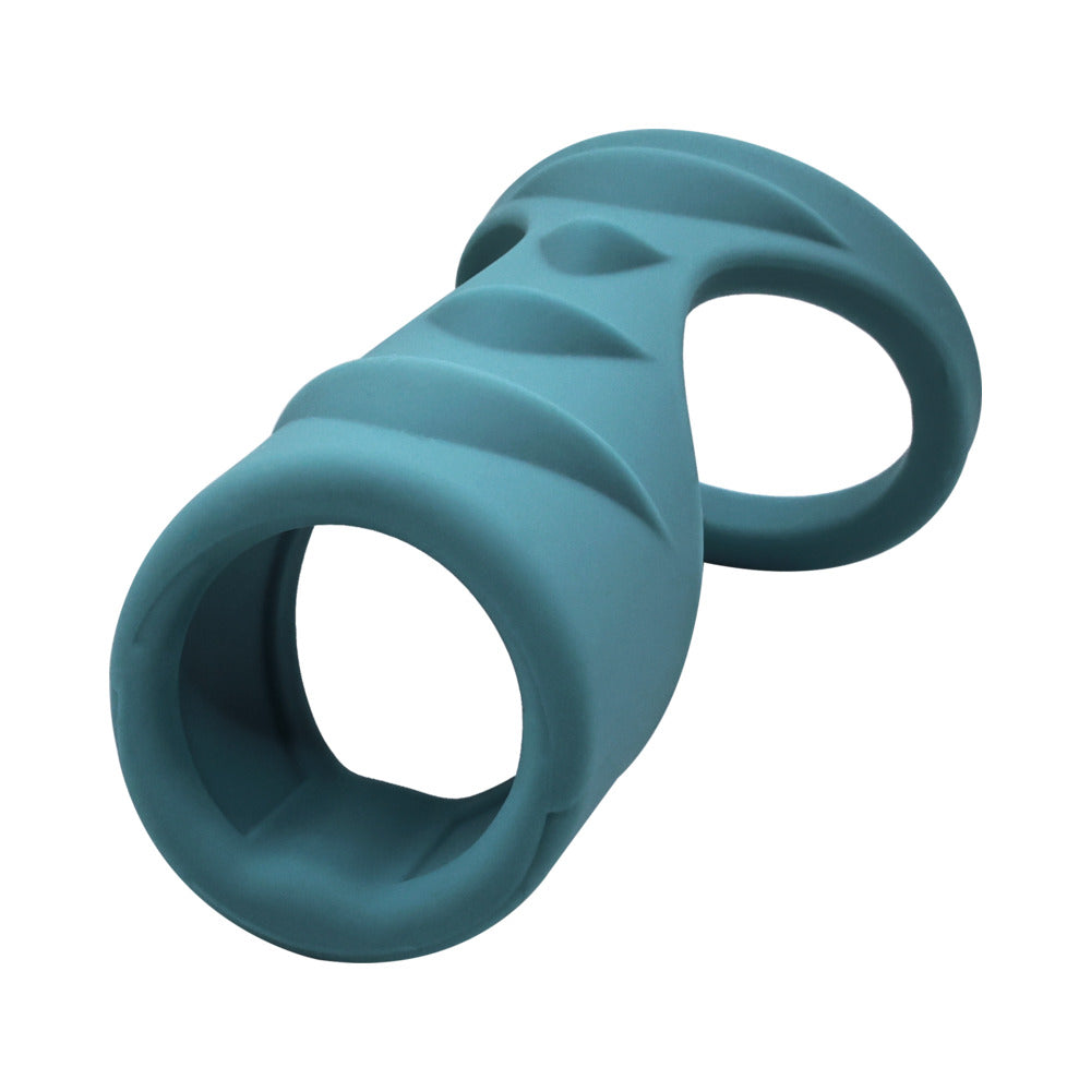 Adam & Eve Adams Ridged Penis Cage - silicone erection enhancer with textured ridges and dual loops