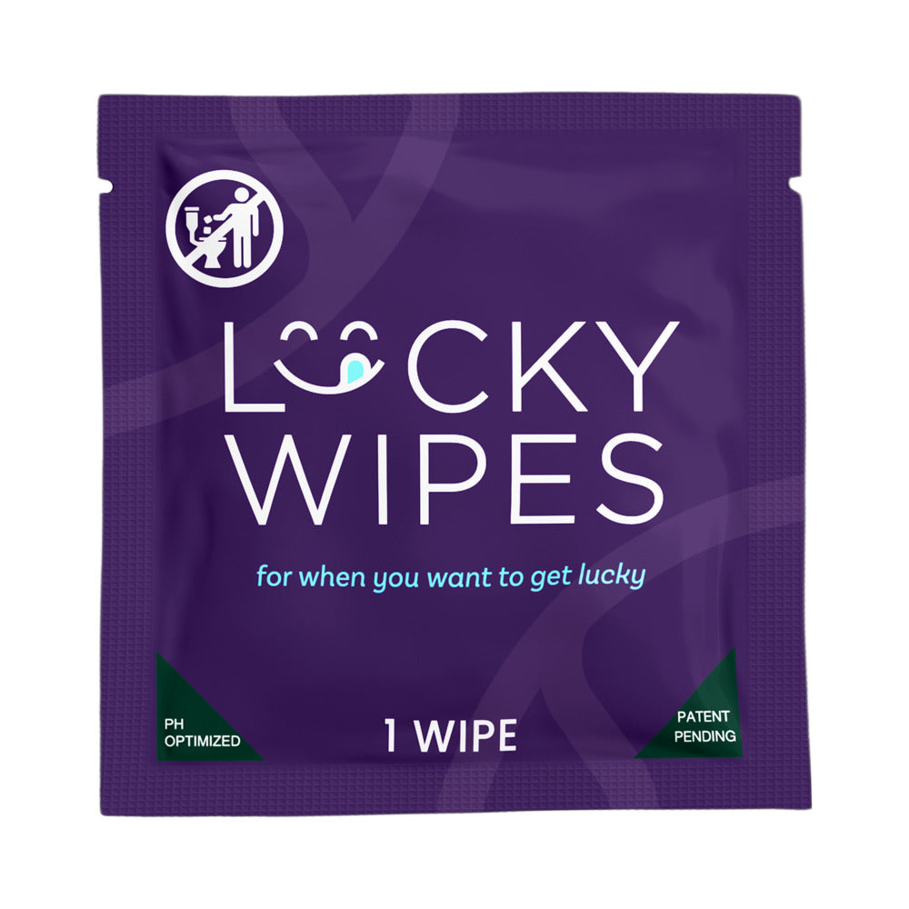 Sweetums Lucky Wipes Cucumber Flavor 10 Pack individual wipe package with pH optimized features and playful design.