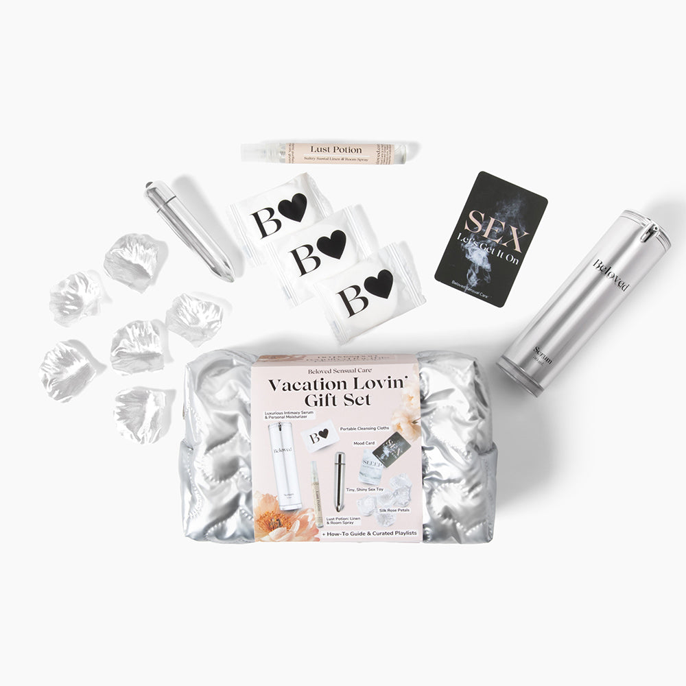 Beloved Vacation Lovin Gift Set includes travel essentials for relaxation and connection, featuring various curated items.