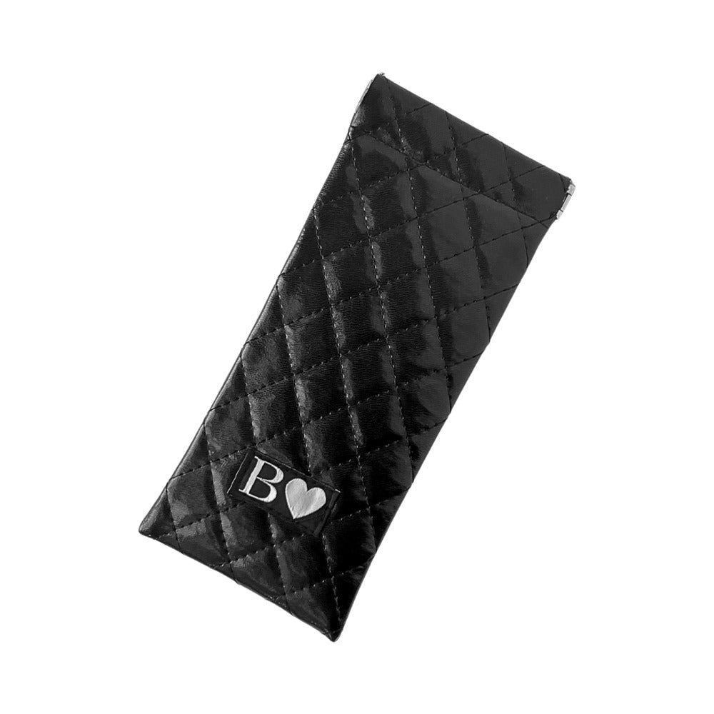Elegant black quilted case with stylish B❤️ emblem, part of the Beloved Vacation Lovin Gift Set.