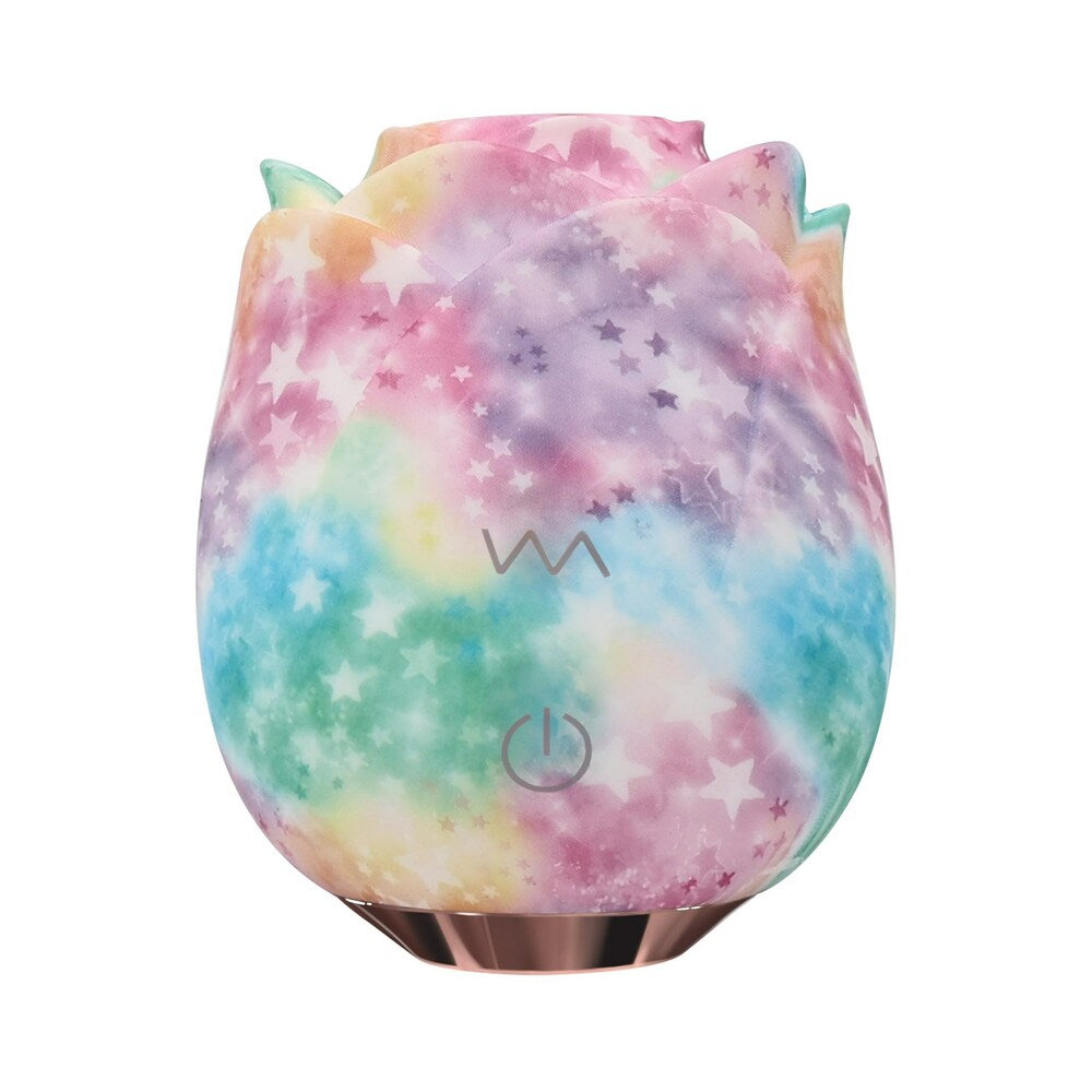 Adam & Eve Eves Ravishing Rose Tapping Clitoral Stimulator Rainbow in a colorful galaxy rainbow design.