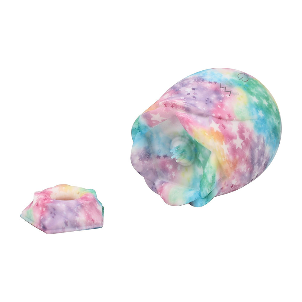 Adam & Eve Eves Ravishing Rose Tapping Clitoral Stimulator Rainbow in colorful galaxy finish with removable nozzle.