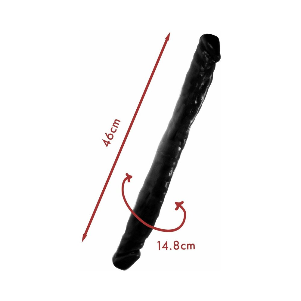 Me You Us Eighteen Double Dong 18 inch Double Ended Dildo Black, 46cm long, flexible design for versatile couple or solo use.
