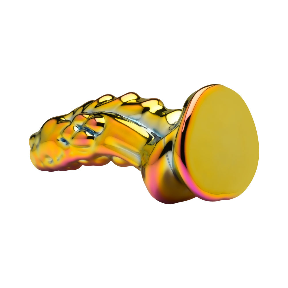 Creature Cocks Dragon Glass Glass Dildo features a colorful dragon design for targeted pleasure and artistic appeal.