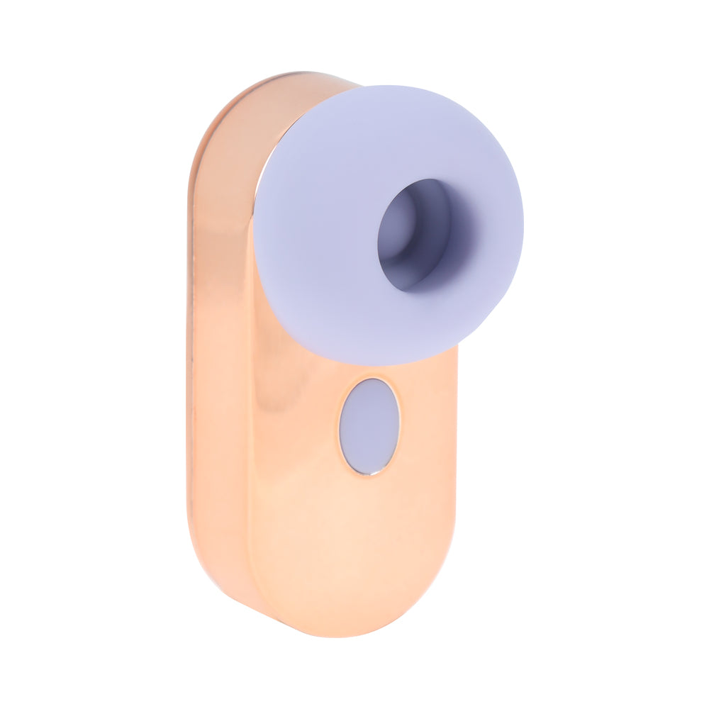 Loveline Budsie Airtaptech Rechargeable Vibrator Lavender in a compact design with lavender and rose gold colors.