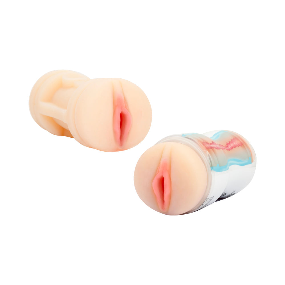 Adam & Eve 2-in-1 Pussy & Ass Stroker showcasing realistic vaginal and anal openings.