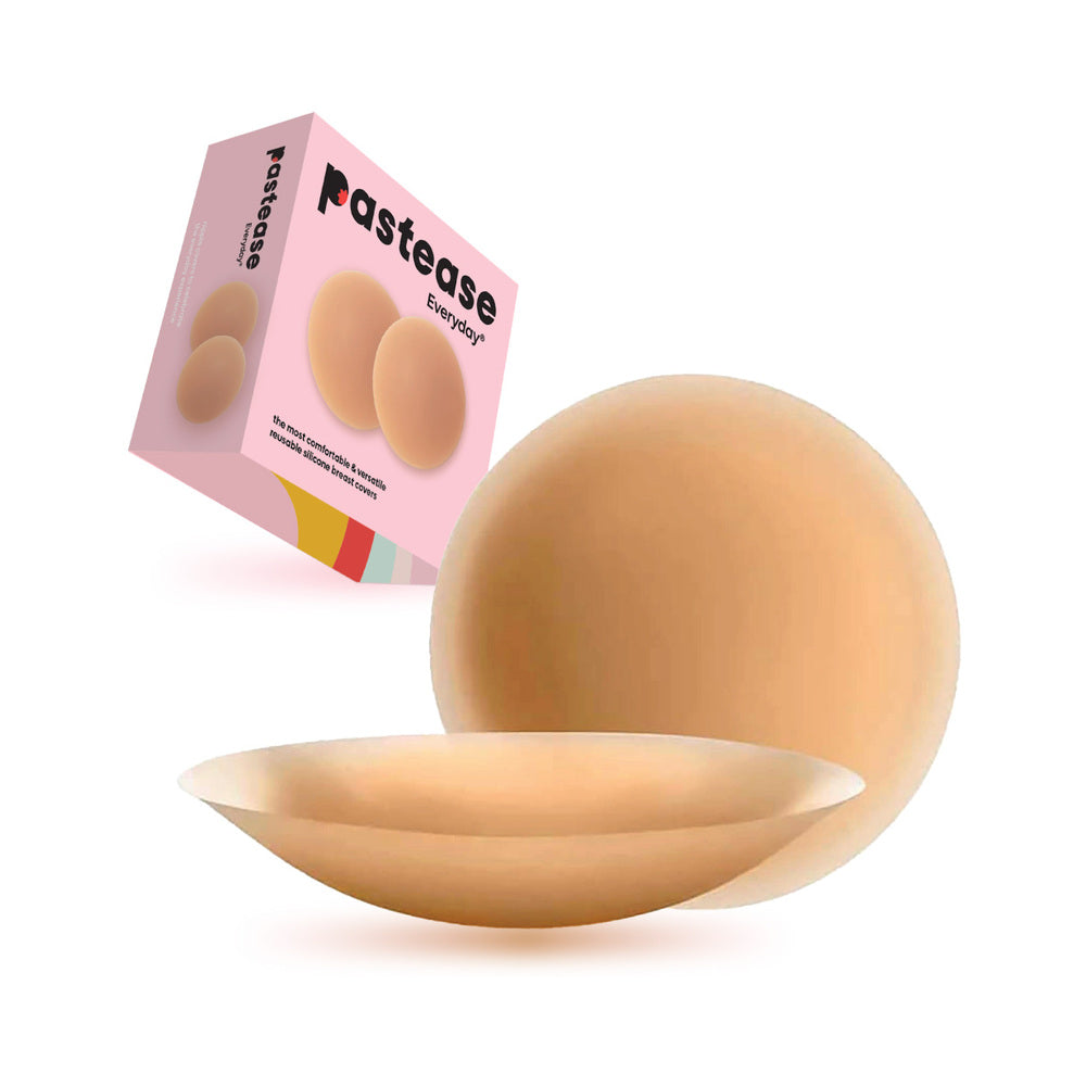Pastease Halos Silicone Nipple Cover Small A-C Cup Tan in packaging and on display.