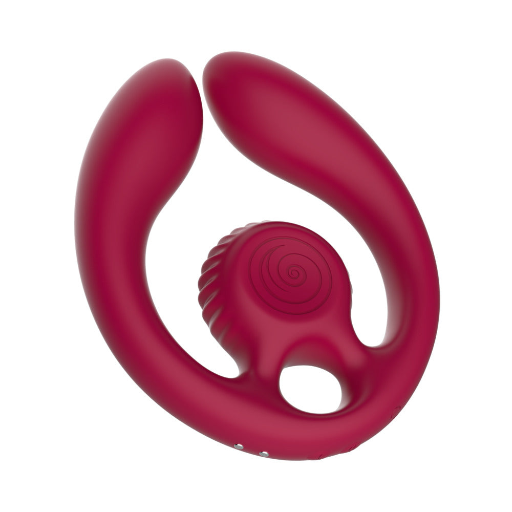 SVibe Snail GIZI Duo Couples Stimulator Burgundy featuring a sleek design for dual stimulation.