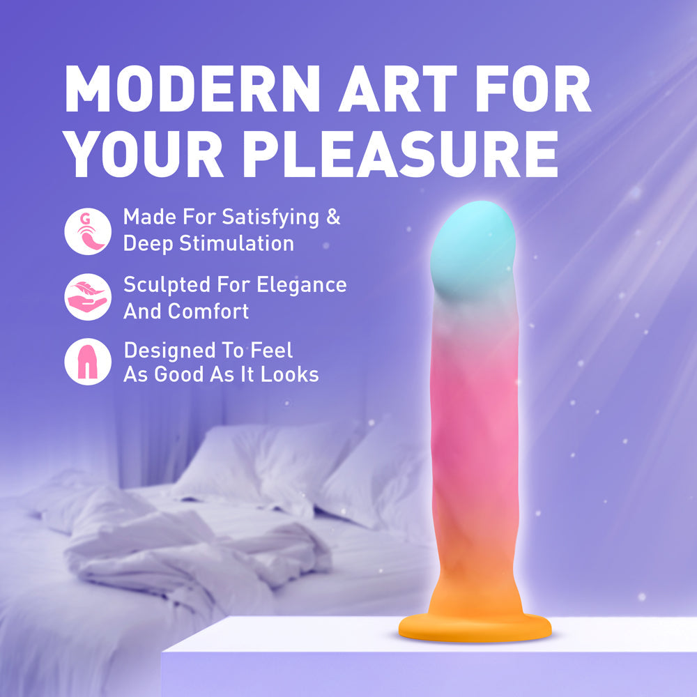 Avant Golden Dawn Silicone Artisan Dildo, modern art designed for pleasure and comfort, handcrafted for deep stimulation.