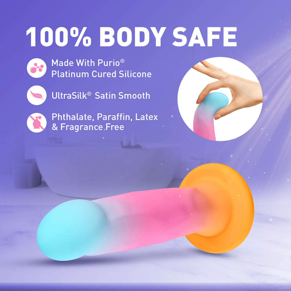Avant Golden Dawn Silicone Artisan Dildo features body-safe silicone, satin smooth surface, and unique design for pleasure.