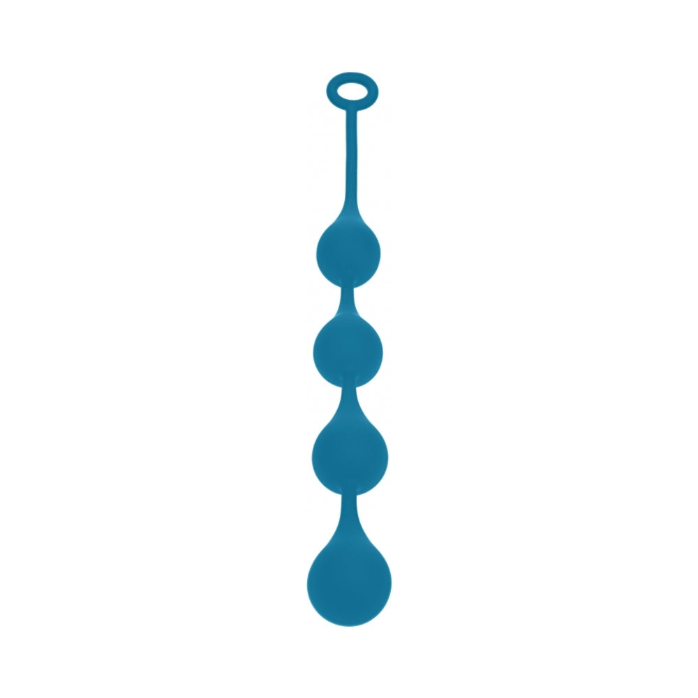 Levelz Waterdrop Silicone Anal Balls Large 40mm Teal displayed in teal color with smooth teardrop-shaped design.