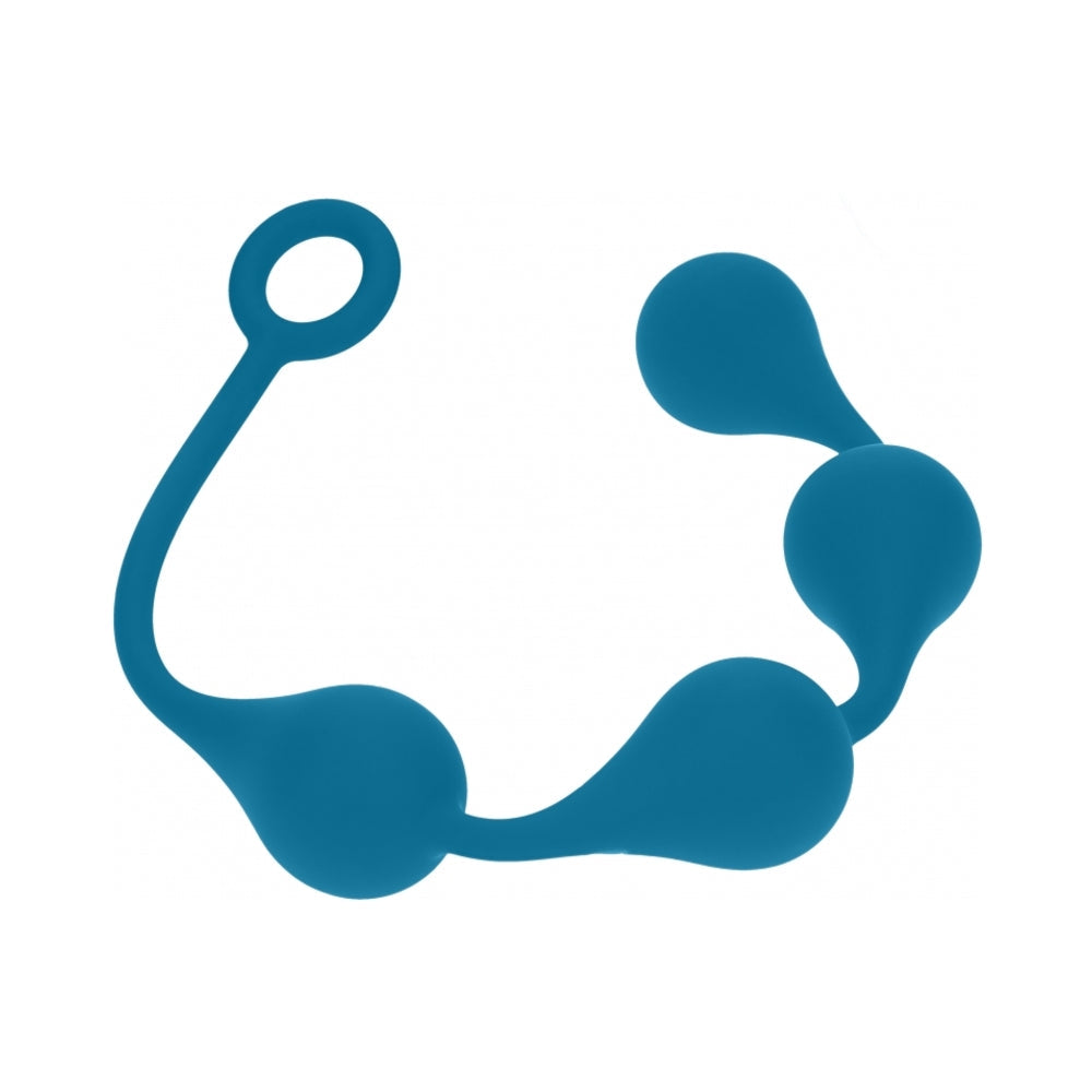 Levelz Waterdrop Silicone Anal Balls Large 40mm Teal with smooth teardrop beads for comfortable anal play.