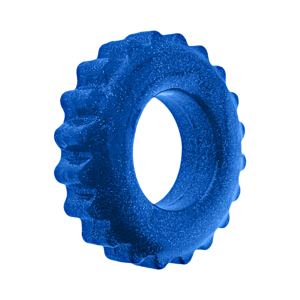 Oxballs Plushy Single Ring Blue Fire in a vibrant blue color, crafted for ultra-soft comfort and flexible support.