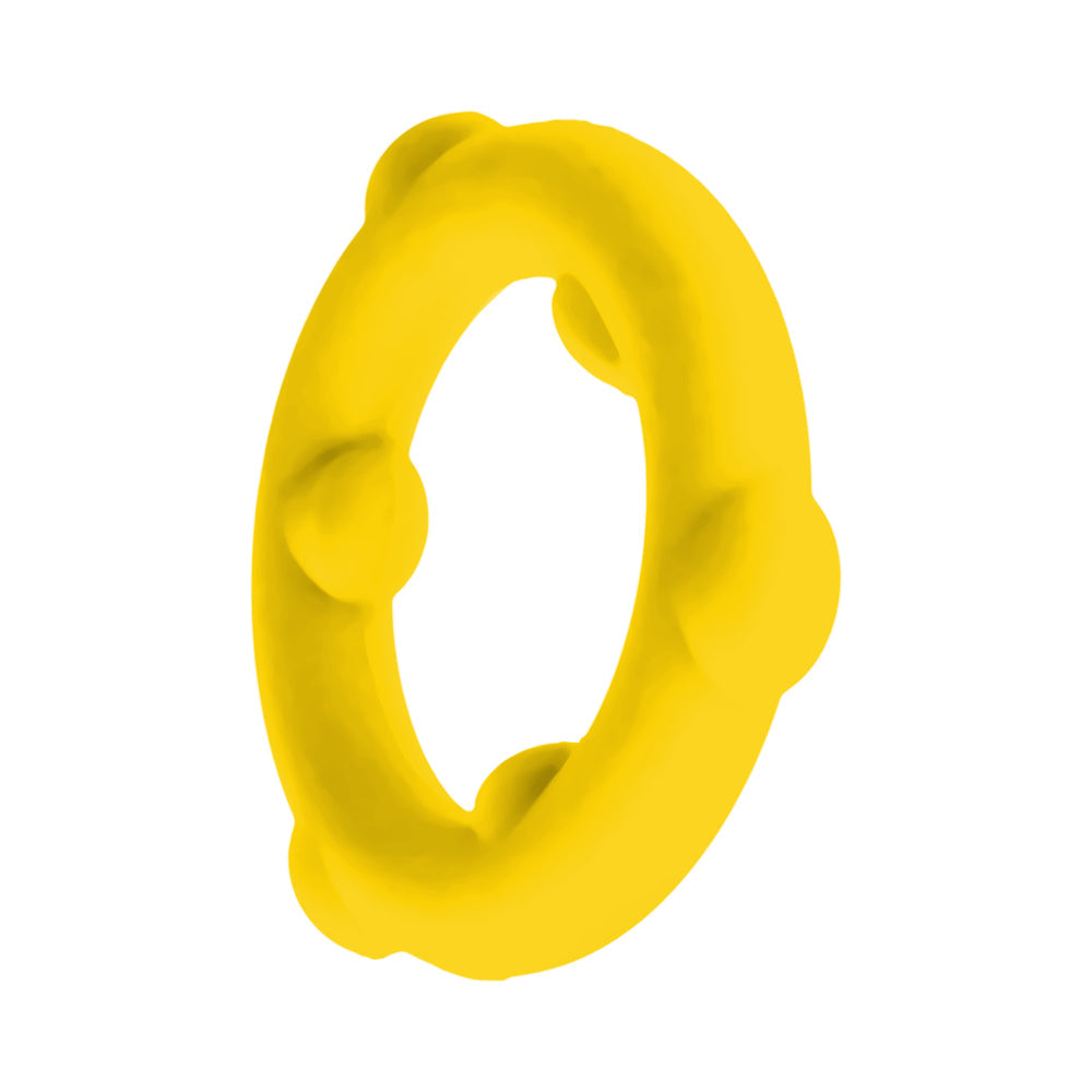 Oxballs Spinner Single Silicone Ring Yellow, a flexible and durable silicone cockring designed for performance.