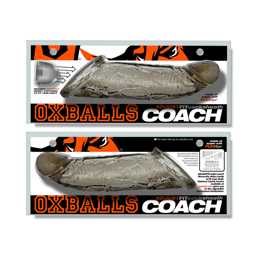 Oxballs Coach Cocksheath Storm packaging showing realistic texture and enhanced fit for comfort and performance.