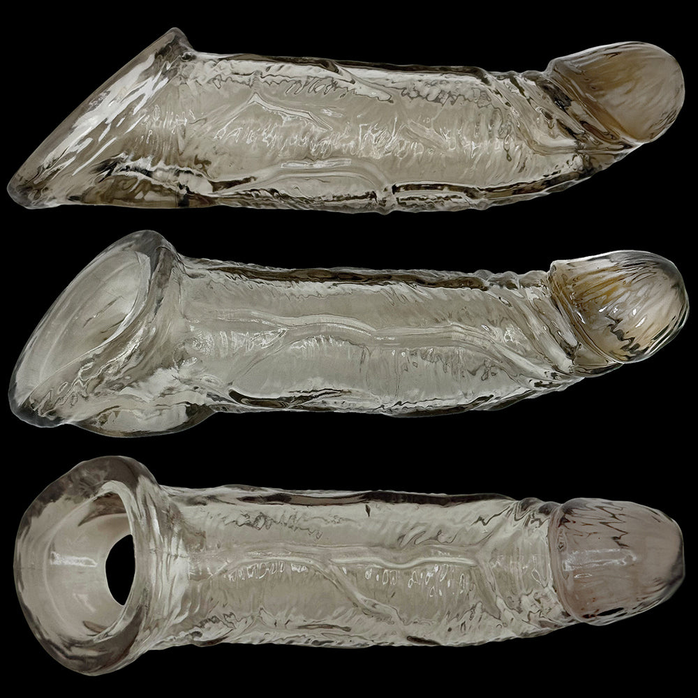 Oxballs Coach Cocksheath Storm - three realistic, flesh-like cocksheaths with varying textures and sizes.