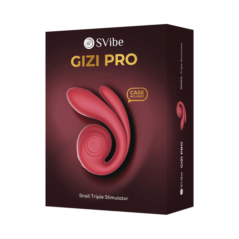 SVibe Snail Gizi Pro Triple Vibrator Bordeaux packaging with case included.