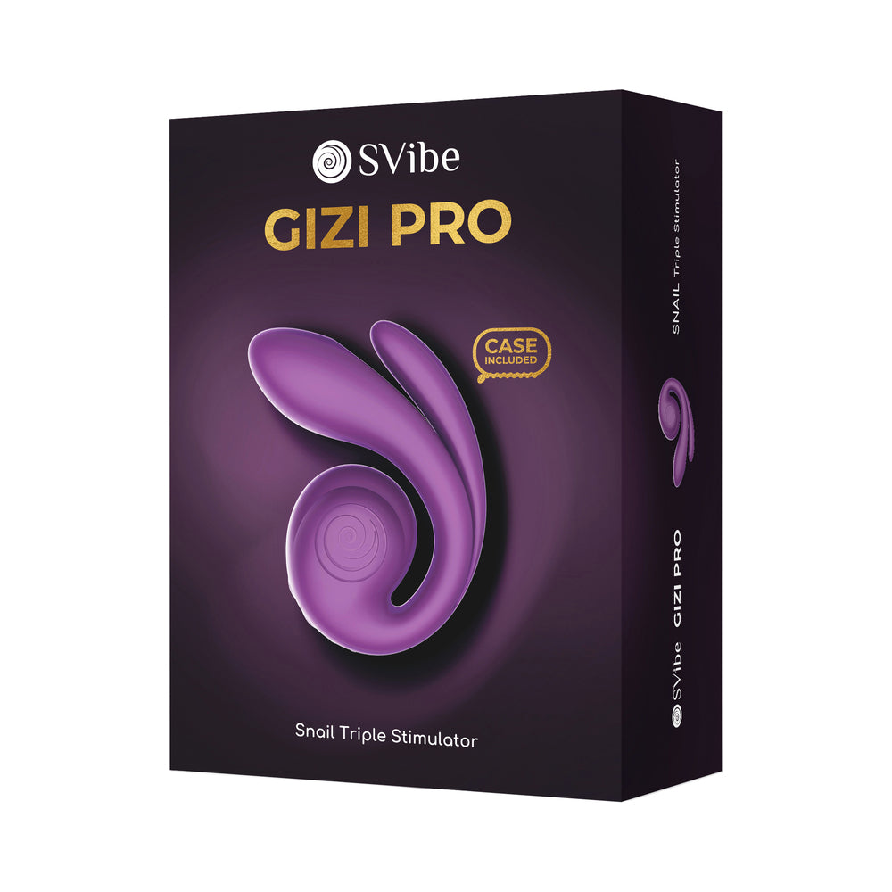 SVibe Snail Gizi Pro Triple Vibrator Grape packaging with promotional features and a sleek design.