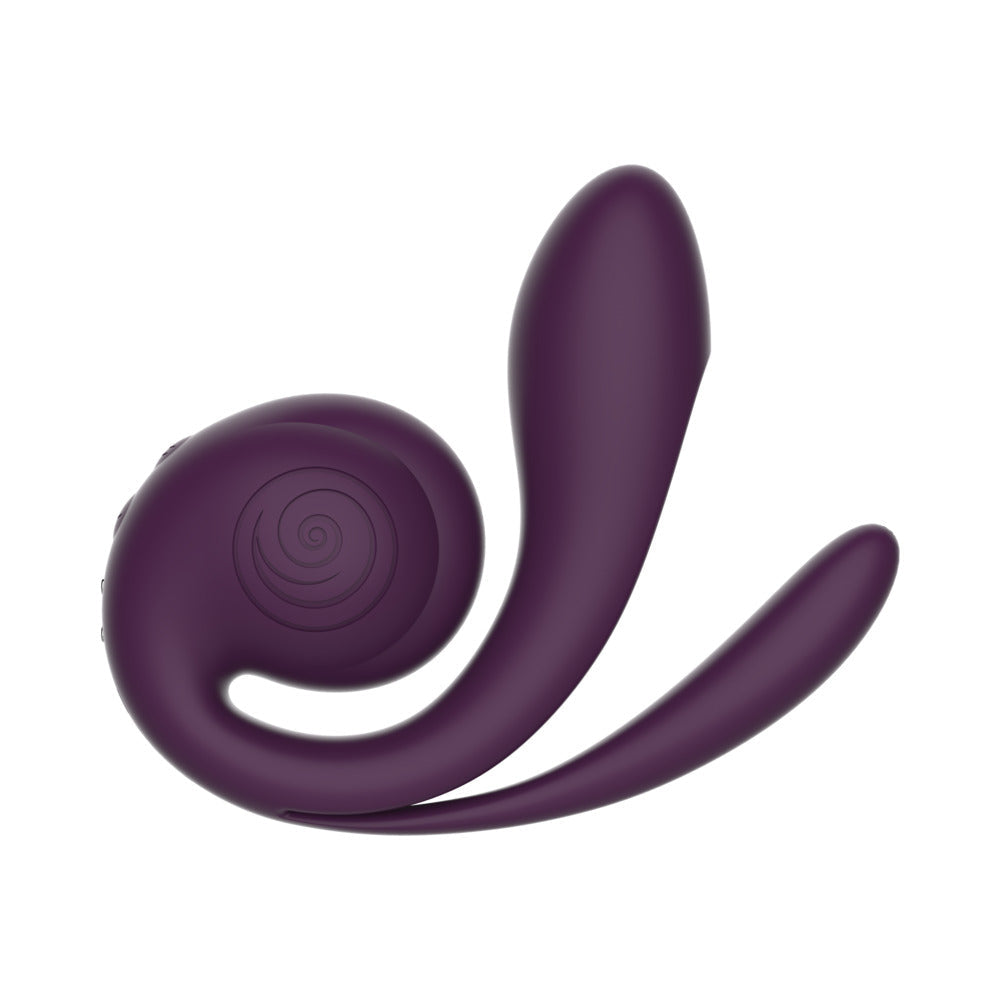 SVibe Snail Gizi Pro Triple Vibrator Grape displayed from a side angle in a sleek purple design.